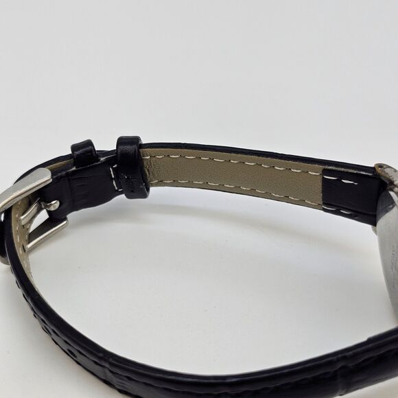 Seiko Women's Watch 24MM Gold Dial Gray Gold Case Black Leather Band New Battery - Picture 13 of 14